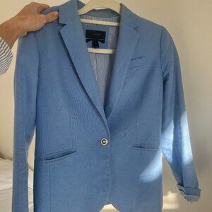 J Crew Campbell Blazer in Cornflower Blue Linen - Size 0
